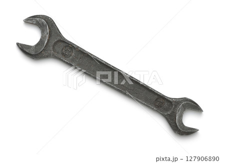 Top view of old double open end wrench 127906890