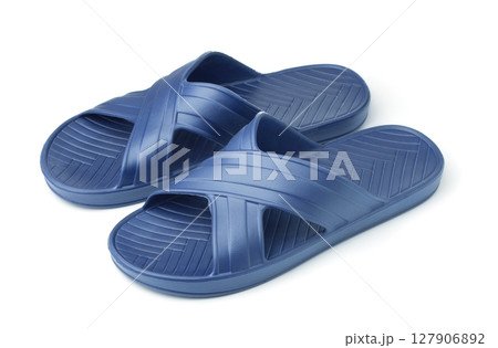 Pair of blue EVA slide sandals 127906892