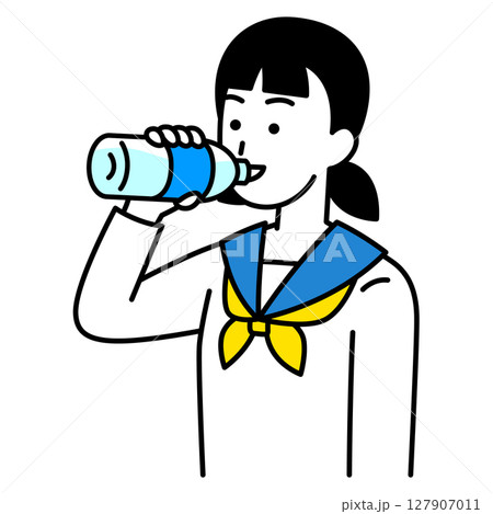 水分補給をする女子学生 127907011