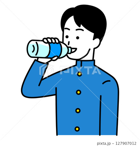 水分補給をする男子学生 127907012