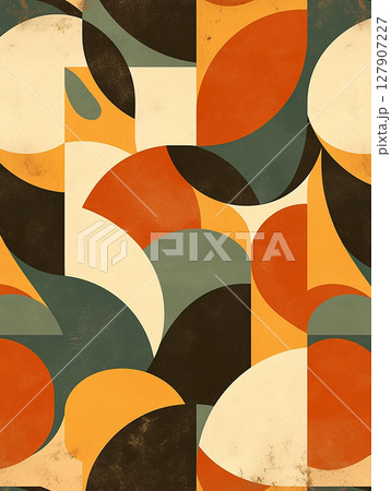 Colorful abstract geometric design featuring bold shapes and contrasting hues in a modern style 127907227