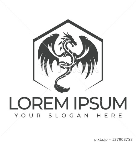 A dragon logo represents strength power. A dragon logo represents strength power. 127908758