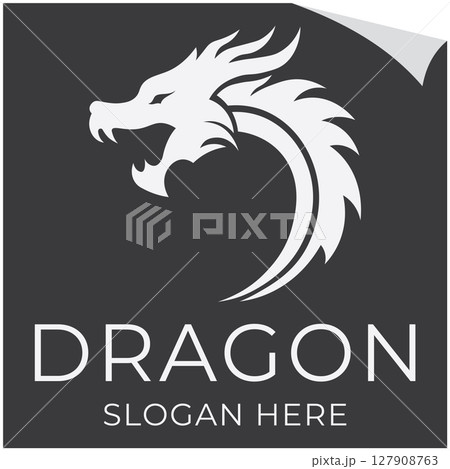 A dragon logo represents strength power. 127908763