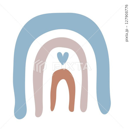 Cute boho rainbow in minimal style, vector illustration in beige and blue colors 127908776