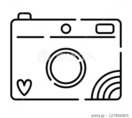 Minimal line black camera, cute and simple vector illustration 127908903
