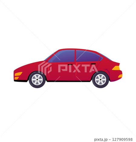 Red car vector flat icon, cartoon automobile transport, travel vehicle classic model isolated on white background 127909598
