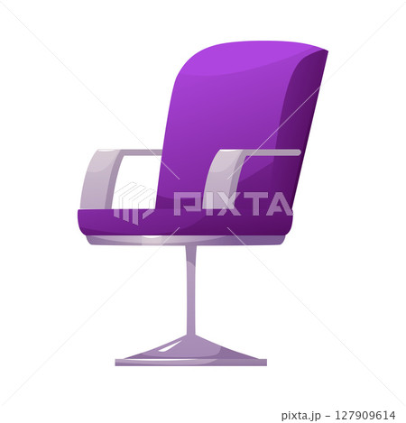Office or desk armchair vector icon, purple comfortable seat furniture for beauty salon, ergonomic computer chair 127909614