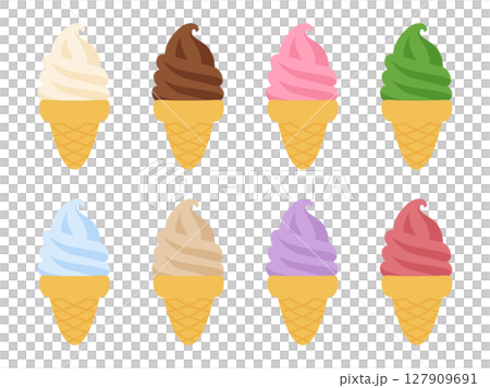 ソフトクリームのイラスト素材セット 127909691