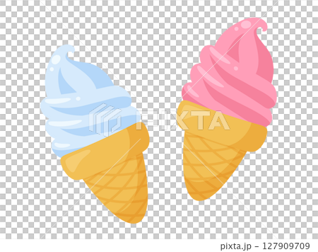 Illustration of cute soft serve ice creams lined up Illustration of cute soft serve ice creams lined up 127909709