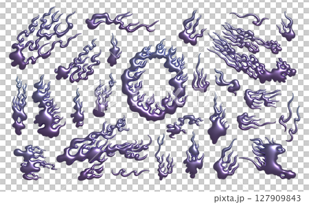 3D藍色鬼火插畫素材集 127909843
