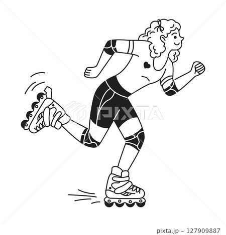 Energetic Person Roller Skating with Joy 127909887