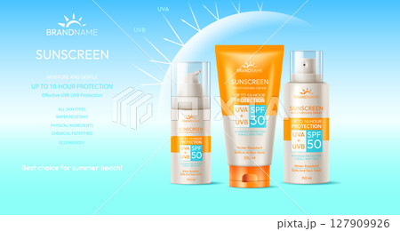Sunscreen Products with SPF Protection Sunscreen Products with SPF Protection 127909926
