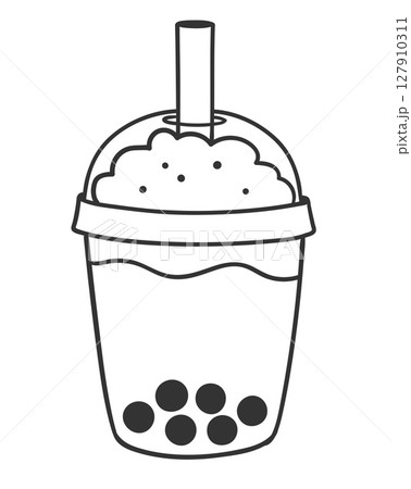 Black and white bubble tea line art 127910311