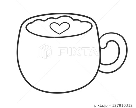 Latte cup outline with heart 127910312