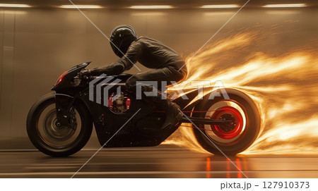 high tech engineering lab features sleek motorcycle in wind tunnel airflow creates striking curves around bike, showcasing its aerodynamic design and innovative technology high tech engineering lab features sleek motorcycle in wind tunnel airflow creates striking curves around bike, showcasing its aerodynamic design and innovative technology 127910373