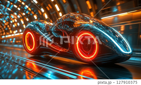 inside cutting edge engineering lab, futuristic motorcycle undergoes testing in wind tunnel dynamic airflow streaks create curves around its aerodynamic shape, highlighting innovative design inside cutting edge engineering lab, futuristic motorcycle undergoes testing in wind tunnel dynamic airflow streaks create curves around its aerodynamic shape, highlighting innovative design 127910375