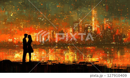 well dressed couple enjoys handcrafted cocktails in sophisticated jazz lounge warm golden lights create atmospheric ambiance, highlighting vintage piano nearby 127910409