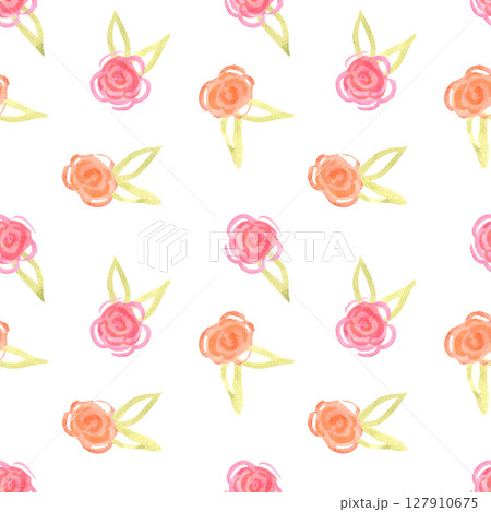 Watercolor seamless hand drawn pattern with roses Watercolor seamless hand drawn pattern with roses 127910675