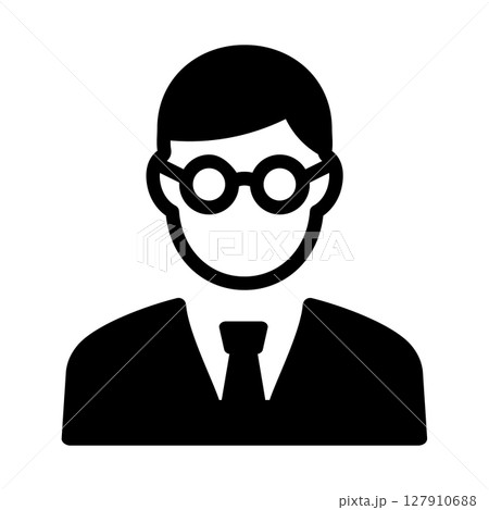 メガネをかけたスーツ男性のシルエットアイコン 127910688