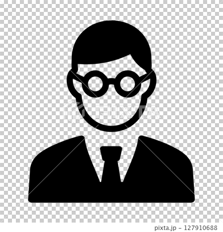 メガネをかけたスーツ男性のシルエットアイコン 127910688