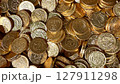 A euro-cent coin on the background of coins 127911298