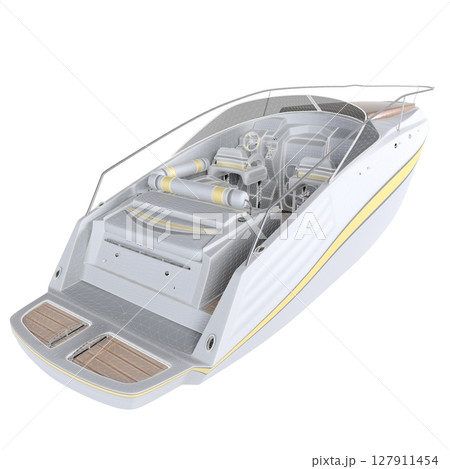 Motorboat model isolated on white Motorboat model isolated on white 127911454