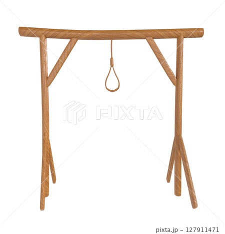 Wooden torture rack isolated on white 127911471