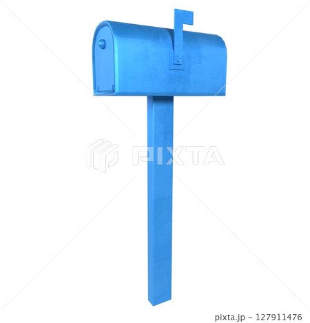 Blue mailbox isolated on white Blue mailbox isolated on white 127911476