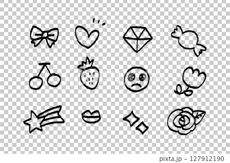 Hand-drawn Arrows and Symbols Set (Red) — Rough and eye-catching red ink elements 127912190