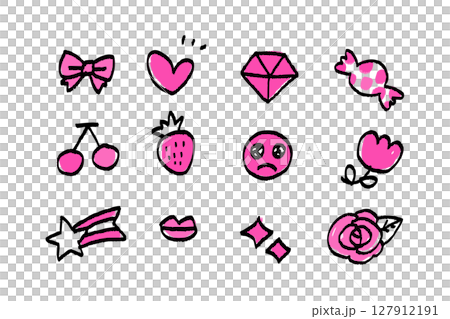 Hand-drawn arrows and symbols set (fluorescent) — Colorful, eye-catching materials 127912191