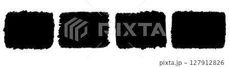 Set of grunge rectangular textures. Torn Paper Frames, shapes of ripped papers silhouettes isolated on white background. 127912826