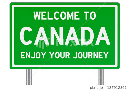 Welcome to Canada road sign. 3D rendering 127912861