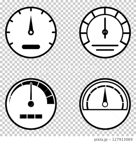 Four meter icons monochrome illustration set 127913069