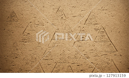 array of carved pyramid shapes, some with intricate ancient egyptian hieroglyphics and symbols array of carved pyramid shapes, some with intricate ancient egyptian hieroglyphics and symbols 127913159