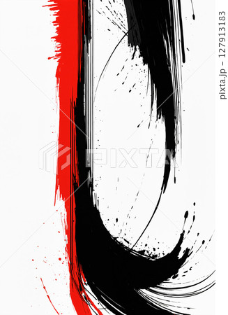 striking abstract composition featuring bold black and red brushstrokes calligraphy 127913183