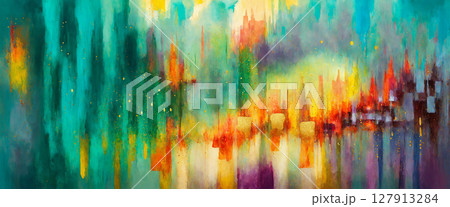 abstract cityscape with golden accents 127913284