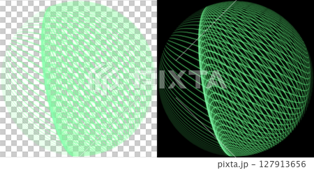抽象的なグリッド球体 透明と黒背景の組み合わせ 127913656