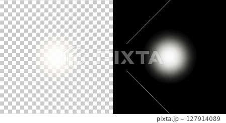 White luminous sphere, transparent on the left, black background on the right White luminous sphere, transparent on the left, black background on the right 127914089