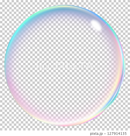 反射入りのカラフルで虹色のシャボン玉 背景透過 127914135
