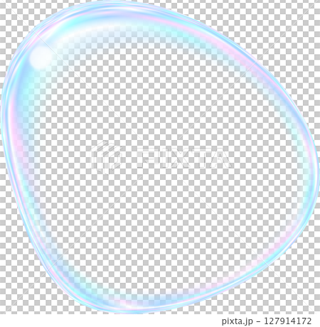 Rainbow colored soap bubbles ring type transparent background 127914172