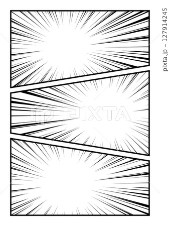 三分割 フレーム 黒 集中線 漫画 コマ 三分割 フレーム 黒 集中線 漫画 コマ 127914245