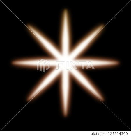 暖色系オレンジの八芒星ライト（黒背景） 127914360