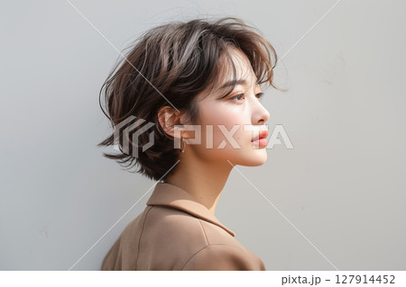 日本人女性の横顔ポートレート 127914452