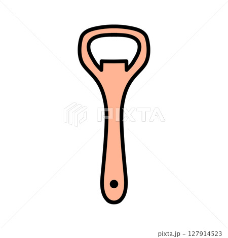 イラスト素材：ビールや飲料の栓を開けるシンプルな栓抜きのイラスト 127914523