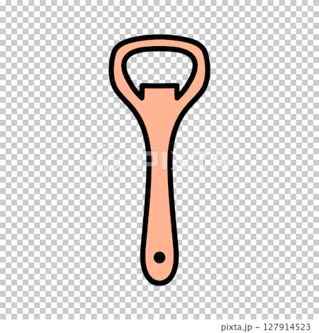 イラスト素材：ビールや飲料の栓を開けるシンプルな栓抜きのイラスト 127914523