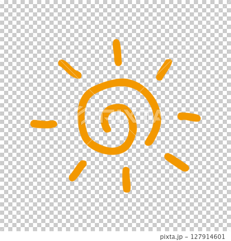 手書き　太陽　オレンジ　イラスト　アイコン	 127914601
