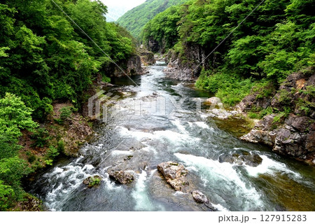 日光市 龍王峡と新緑の山並み 日光市 龍王峡と新緑の山並み 127915283