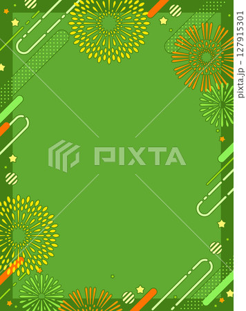 ポップかわいい花火のイラストフレーム・縦型 127915301
