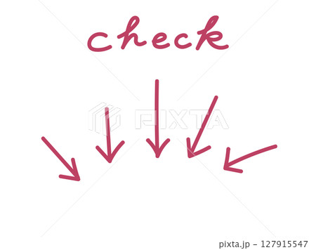 視線誘導手描き矢印素材(赤) 視線誘導手描き矢印素材(赤) 127915547