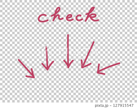 視線誘導手描き矢印素材(赤) 視線誘導手描き矢印素材(赤) 127915547